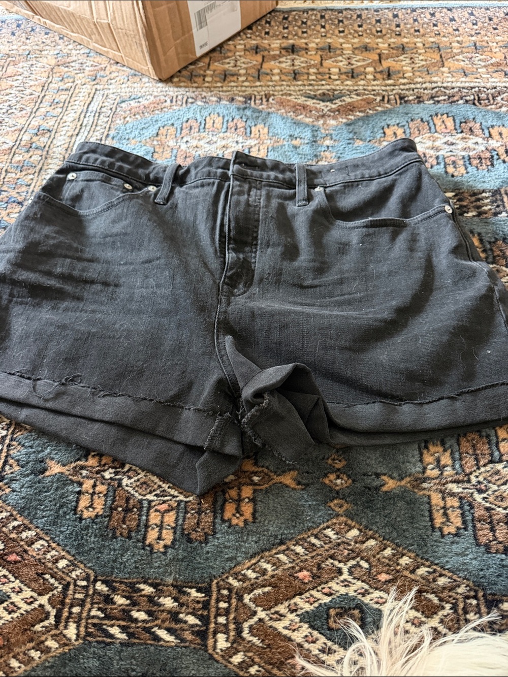 Madewell Washed Black High-Rise Cutoff Denim Shorts